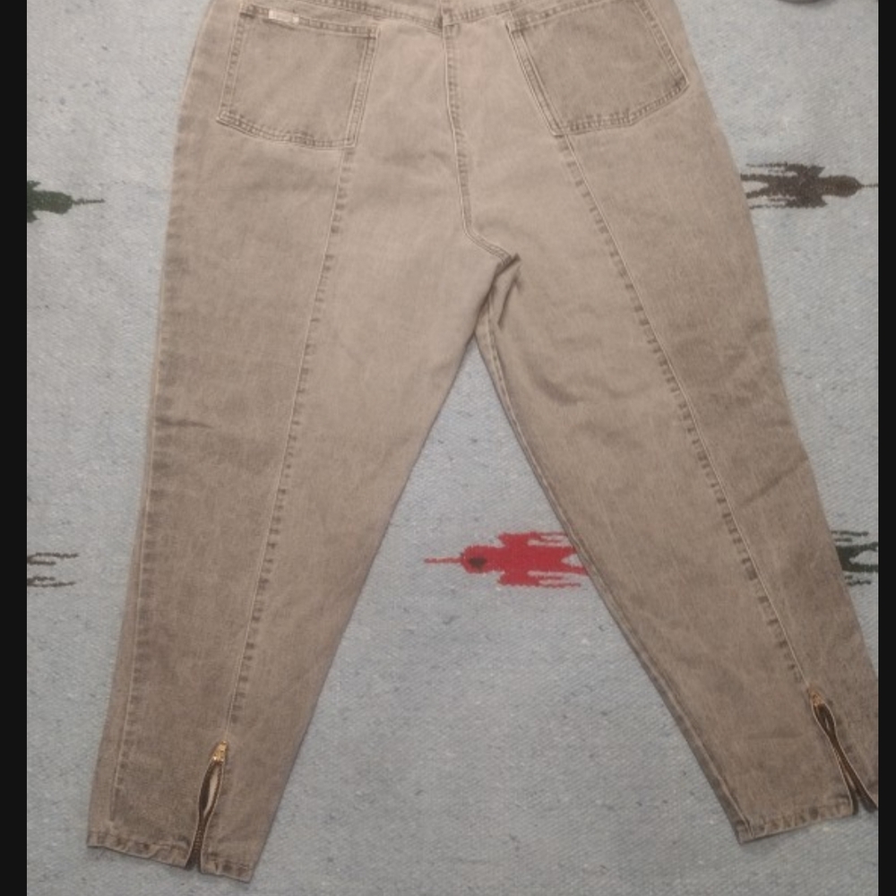 Vtg 80s Men Barrel Lantern 36x29 Touche Denim Reverse Pleated Ankle Zipper Pants